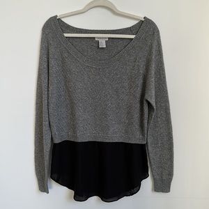 Jamison gray cashmere and silk pull over long sleeve sweater sweatshirt medium